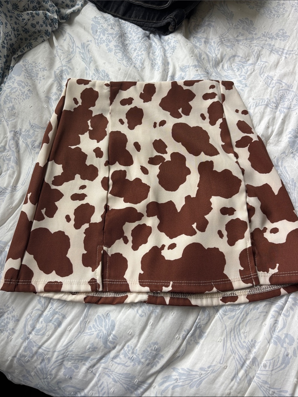Brown Cow-Print Mini Skirt - Girls